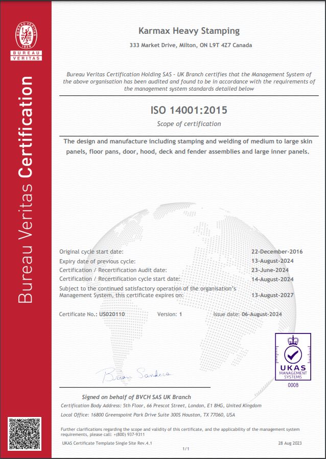 ISO 14001 Certificate